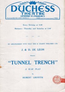 Tunnel Trench Brian Aherne Military Duchess Theatre Programme