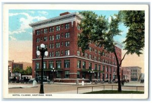 1924 Hotel Clarke Exterior Roadside Hastings Nebraska NE Posted Trees Postcard