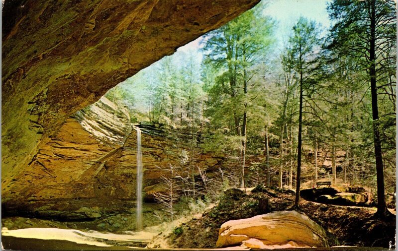 Ohio Ash Cave Scenic Natural Landmark Waterfalls Forest Chrome Postcard 