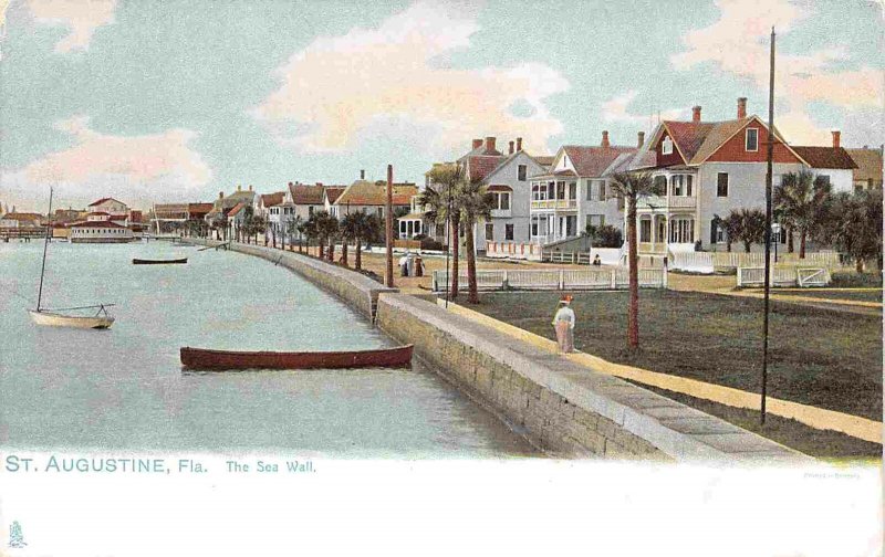 Sea Wall St Augustine Florida 1905c Tuck postcard