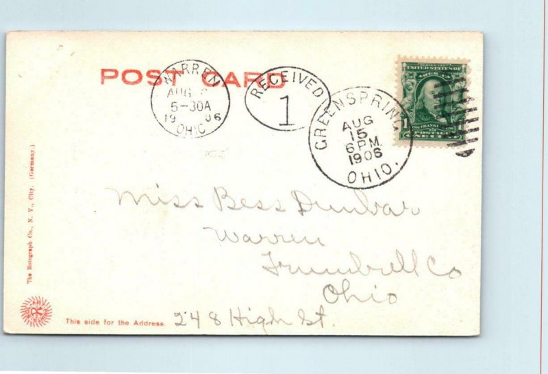 GREEN SPRING, Ohio OH  Handcolored OAK RIDGE Rotograph UDB 1906  Postcard