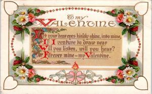 ARTS & CRAFTS Style Embossed VALENTINE Greeting  1911  Postcard