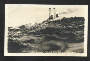 RPPC UNITED STATES NAVY BATTLESHIP USS DELAWARE MILITARY REAL PHOTO POSTCARD