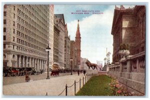 c1910 Art Institute Michigan Avenue Classic Cars Road Chicago Illinois Postcard