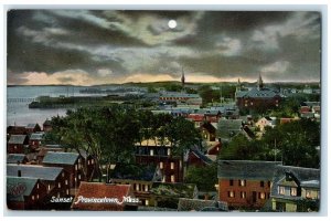 c1910's Sunset Moon And Houses Scene Provincetown Cape Cod MA Unposted Postcard