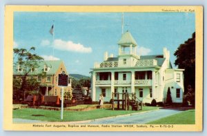 Sunbury Pennsylvania Postcard Historic Fort Augusta Replica Museum Radio c1960