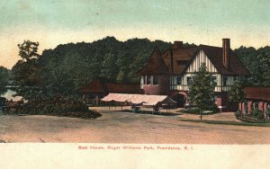 Vintage Postcard 1910s Boat House Roger Williams Park Providence RI Rhode Island