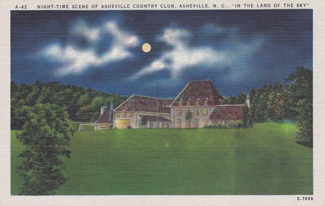 Asheville Golf Country Club at Night - Asheville NC, North Carolina - Linen