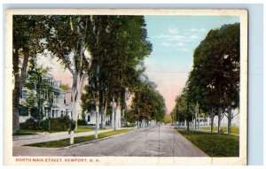 c1950 North Main Street Dirt Road Lined Trees Newport New Hampshire NH Postcard 