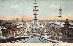 View of Dreamland Coney Island, NY, USA Amusement Park 1905 glitter on card