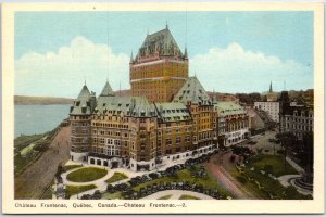 VINTAGE POSTCARD CHATEAU FRONTENAC AT QUEBEC CITY CANADA 1920s W/BORDER K22