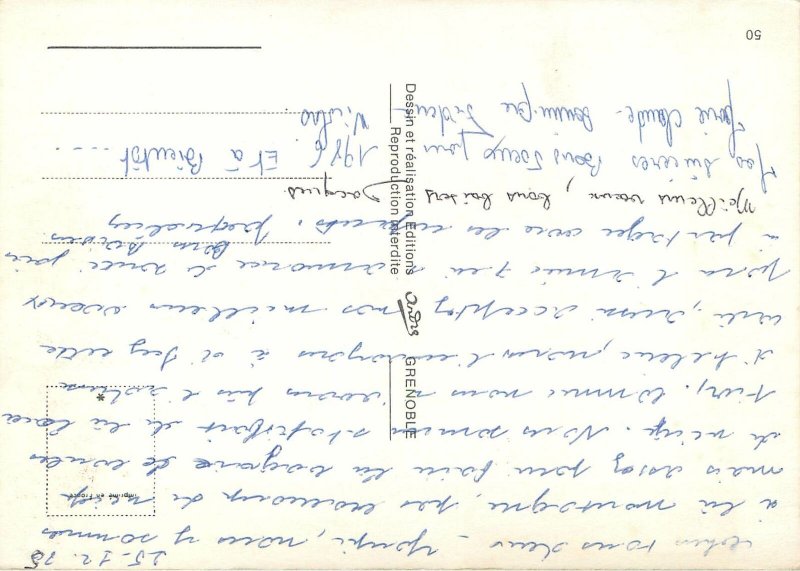 Postcard Comic skiing comic embrace