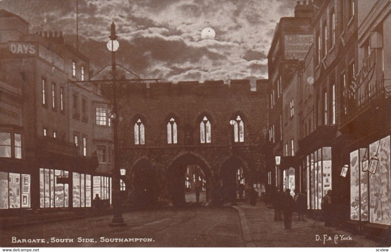 SOUTHAMPTON, Hampshire, England, 1900-1910's; Bargate at night