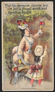 VICTORIAN TRADE CARD Libby McNeill & Libby Corned Beef Lady & Girl By Tree