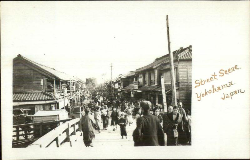 Yokohama Japan Street Scene c1910 Real Photo Postcard