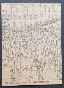 THIRD REICH ORIGINAL PROPAGANDA POSTCARD 'A PEOPLE GET UP READY FOR THE ...