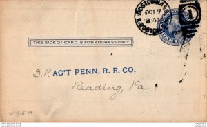 US Postal stationery 1c to Reading