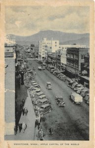 Wenatchee Washington 1940s Postcard Apple Capital Main Street Cars Cafe