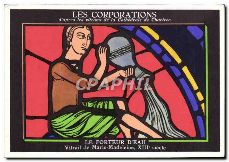 Old Postcard The Corporate D & # 39Apres The Stained De La Cathedrale De Char...