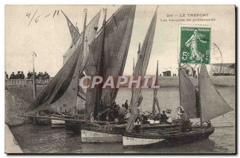 Postcard Old Fishing Boat Treport walk The boats