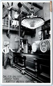 RPPC  KNOTTS' BERRY FARM, CA  Interior GHOST TOWN  CALICO SALOON  1955  Postcard