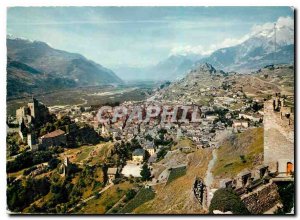 Modern Postcard Zion Chateau de Tourbillon and Valere Church in the City