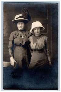 Mother And Daughter Postcard RPPC Photo Studio Portrait c1910's Unposted Antique