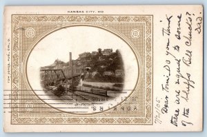 1905 Kansas City Missouri Vintage Postcard West Bluffs Building Bridge Posted