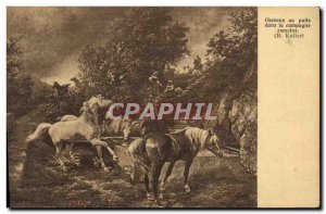 Old Postcard Horses In Well In The Roman Countryside Koller