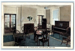 Music Room Jefferson Hotel Interior Scene Watkins Glen New York NY Postcard