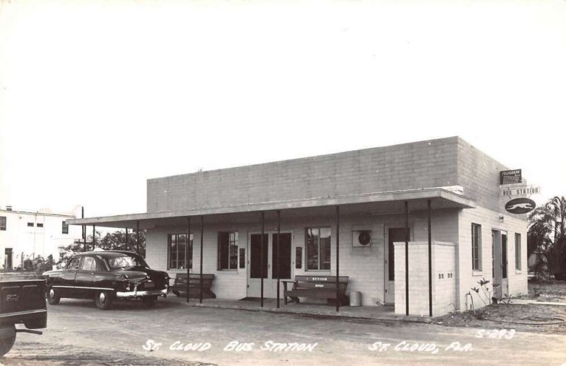 St Cloud Florida Greyhound Bus Station Real Photo Vintage Postcard AA22064