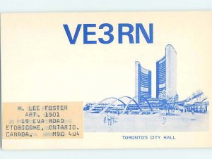 Pre-1980 RADIO CARD - CB HAM OR QSL Toronto Ontario ON AH2163