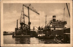 Rotterdam Netherlands Coal Crane Waalhaven c1900-20s Vintage Postcard