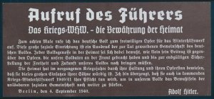 3rd Reich Germany Hitler 1940 Winter Charities Propaganda Leaflet 96246