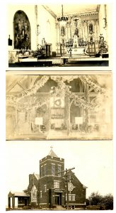 3 RPPC's - Church, Church Interiors