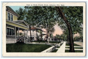 1921 View On Fourth Street Houses Arkansas City Kansas KS Vintage Postcard