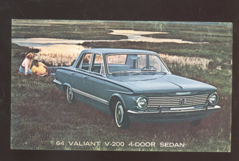 1964 PLYMOUTH VALIANT V-200 CAR DEALER ADVERTISING POSTCARD '64 MOPAR