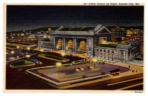 Postcard TRAIN STATION SCENE Kansas City Missouri MO AQ8213