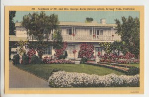 P2864 vintage postcard home of mr & mrs george burns [gracie allen] calif