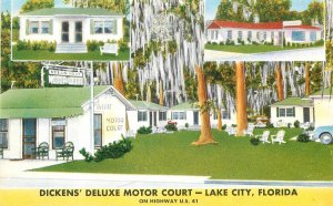 Postcard Florida Lake City Dicken's Deluxe Motor Court occupation MWM 23-7964