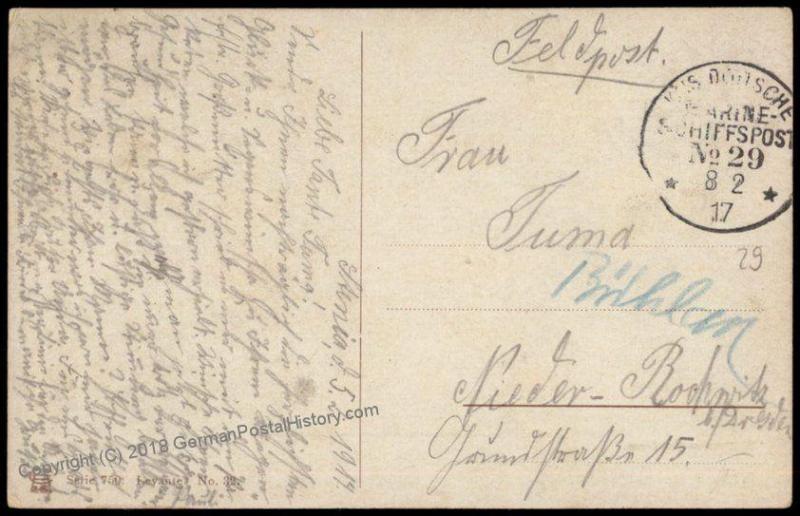 Germany WWI 1917 Turkey Navy MSP29 SMS Goeben Marineschiffspost Feldpost C 71402