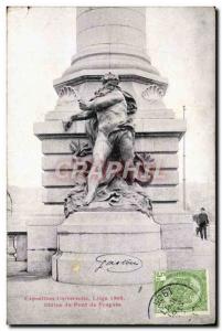 Old Postcard Exhibition Universelie Liege Liege 1905 Statue Fragnee bridge