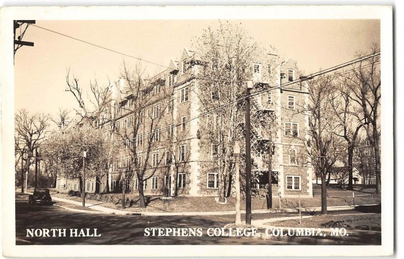 RPPC North Hall STEPHENS COLLEGE Columbia, MO Women's College 1940s Postcard