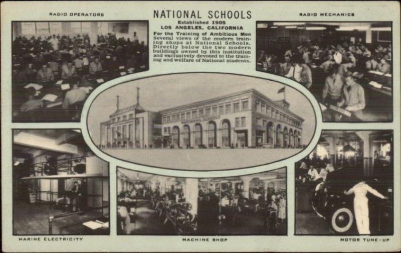 Los Angeles CA National Schools Trade School Multi-View Postcard