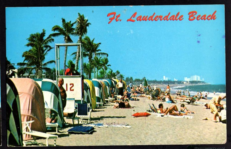 Florida FT. LAUDERDALE Colorful Beach Umbrellas pm1968 ~ Chrome