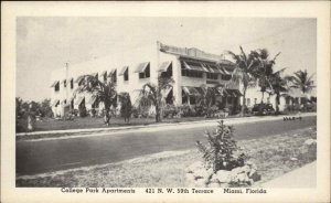 Miami Florida FL College Park Apartments Vintage Postcard