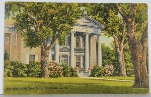 Wheeling WV Mansion Oglebay Park Linen Postcard J2