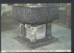 Hampshire Postcard - Winchester Cathedral - The Font 12th Century   RR7521