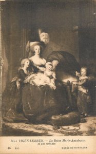 Fine art postcard painting Vigee Lebrun Queen Marie Antoinette and children