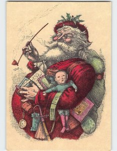 Postcard Christmas Greeting Card with Santa Christmas Art Print